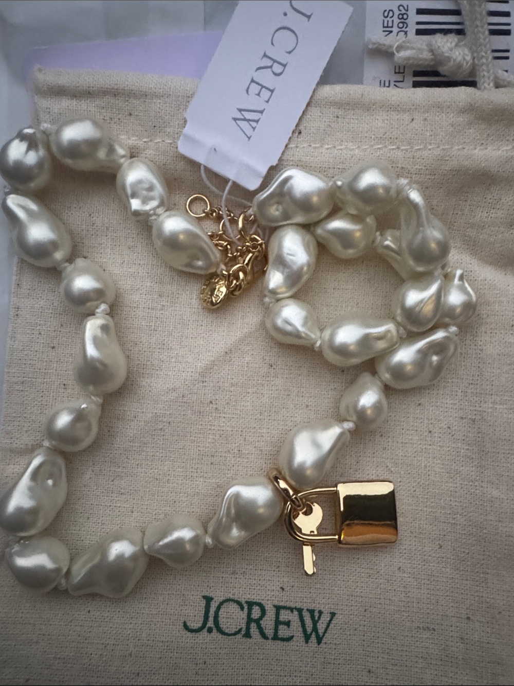 J.Crew Baroque pearl necklace with key pendant - Picture 4 of 5